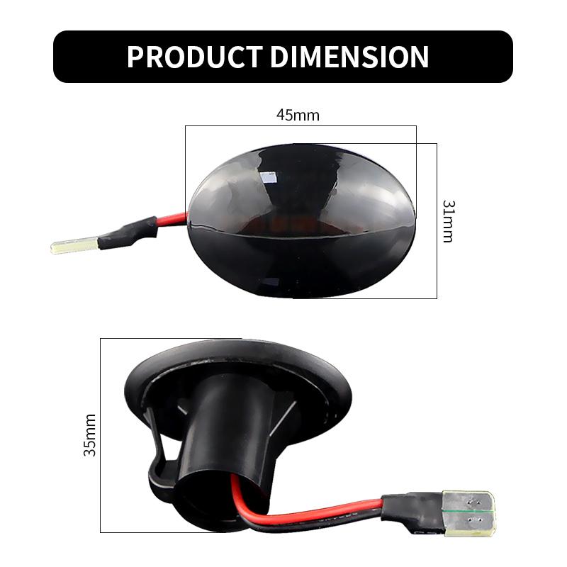 2PCS for Alfa 4C Ford KA Lancia Ypsilon Lybra Fiat 500L 500C 500 Abarth 500 595 695 LED Dynamic Side Marker Turn Signal Lights