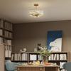 Ceiling Lamp, Chandelier Design, Crystal Shade, 3 Light Bulbs, Metal, Gold-Colored