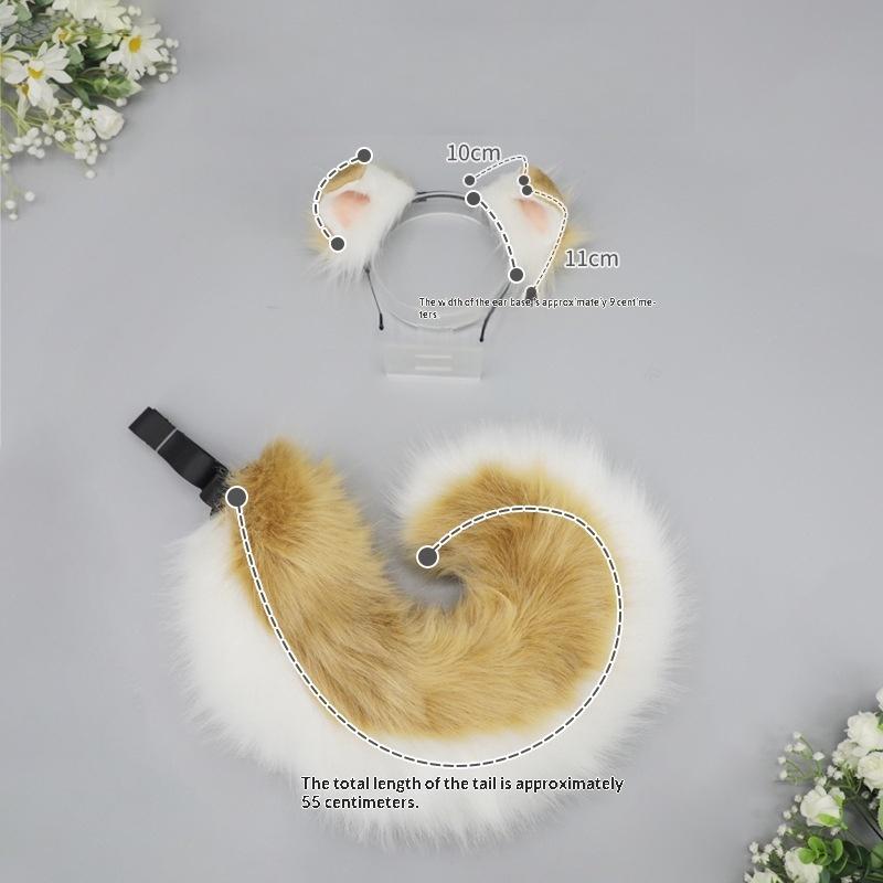 1Pcs Furry Anime Dog Ear Headband Tail Set Cute Cosplay Dress Up Accessories for Comic-Con Roleplay Events
