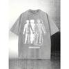 European Sizes Men's Washed T-Shirt with "DISSOCIATE" Dissociative Portrait Design - Loose Fit Vintage Distressed Style, Summer Round Neck Tee