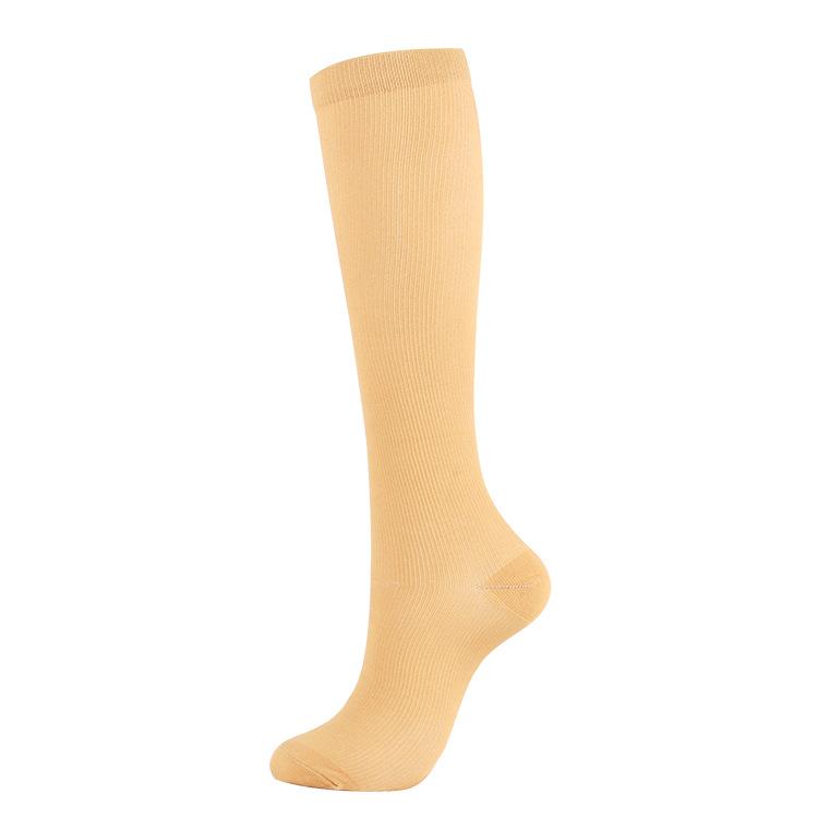 Kompressionsstrümpfe Herren Damen Laufen Fuchs Hai Einhorn Augen Pille Sport Krankenschwester Nylon Krampfadern Drucksocken S-M beige