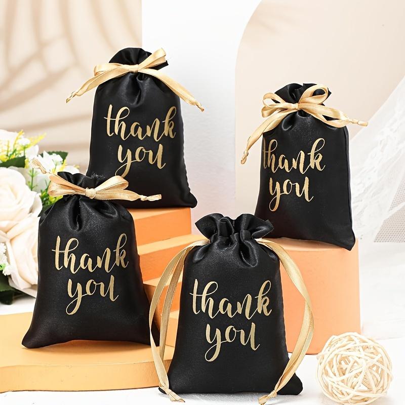 10pcs, Satin Thank You Gift Bags with Drawstring - Perfect for Weddings, Bridal Showers, Youngsters & Birthday Parties, 13x18 Cm