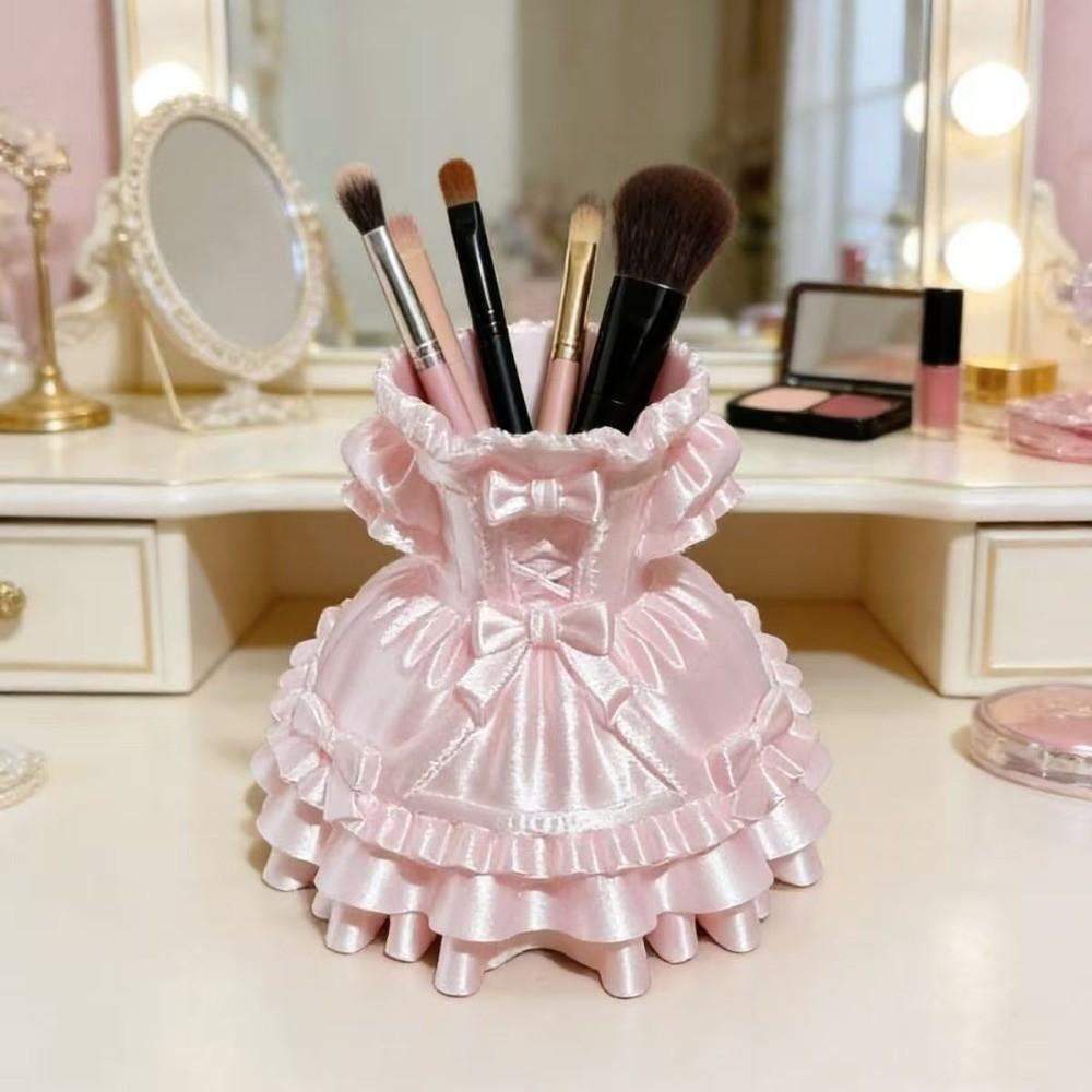 

Resin Desktop Organizer Decorative Design Lolita Dress Pen Holder Desktop Use рожевий