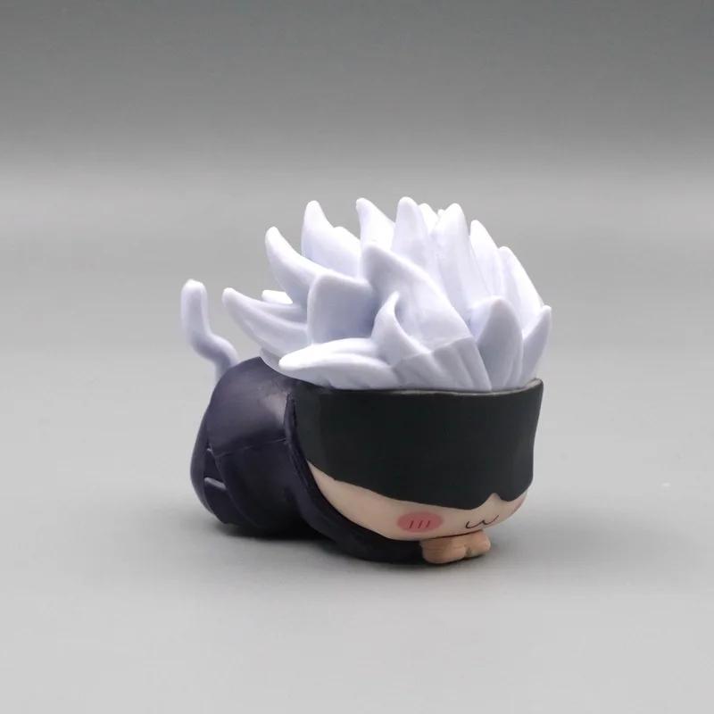 6CM Jujutsu Kaisen Anime Figur Itadori Yuji Satoru Gojo Sovende Katt PVC Q Versjon liggende 4 stk/Sett Modell Leker Gave Samling
