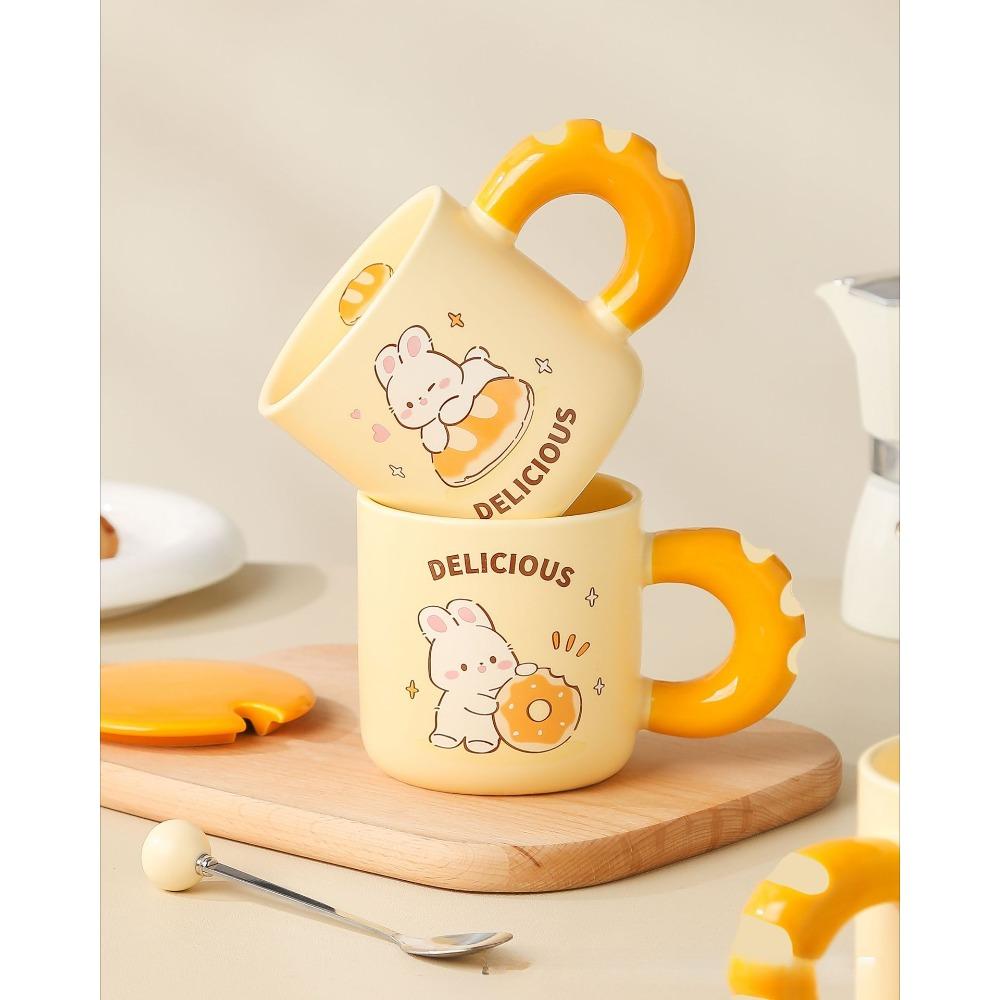 Roztomilý králíček keramický hrnek na chléb vysoký hrnek s víkem lžičkou kancelářský hrnek na kávu domácí dívka