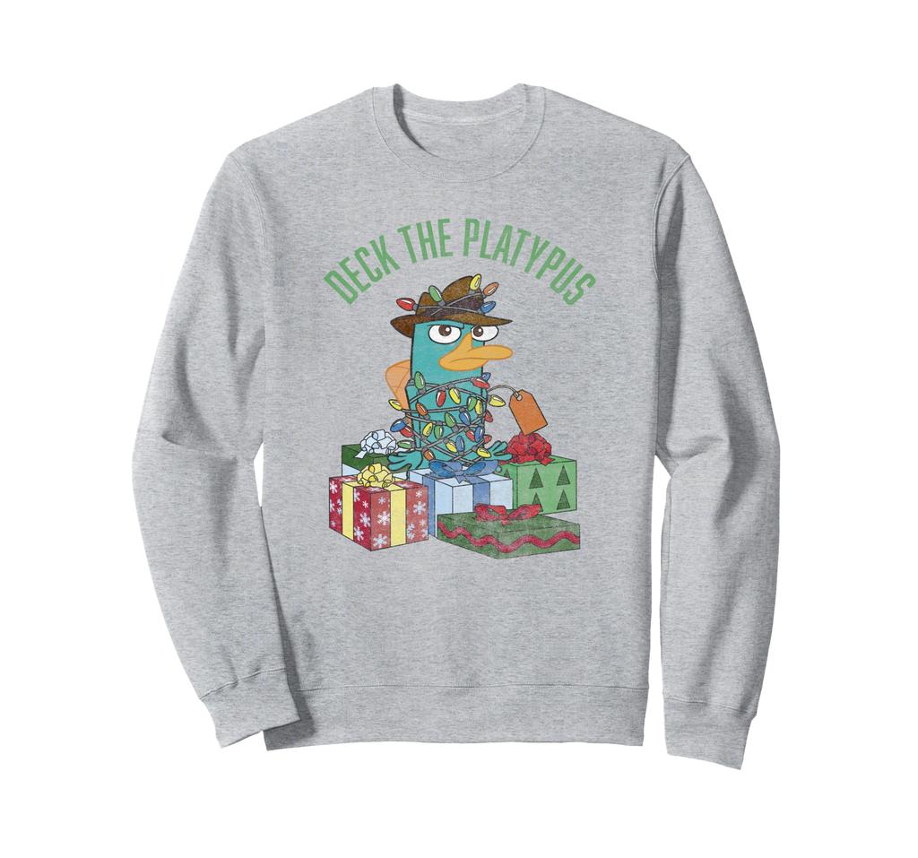 Disney Phineas and Ferb Christmas Perry Deck Platypus Sweatshirt