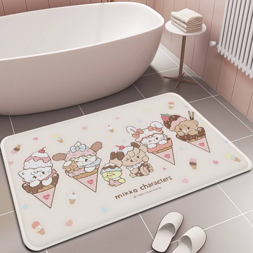 Cute Cartoon Mikko Cat Floor Mat Rectangle Anti-slip Home Soft Badmat Front Door Indoor Outdoor Mat Hotel Decor Mat