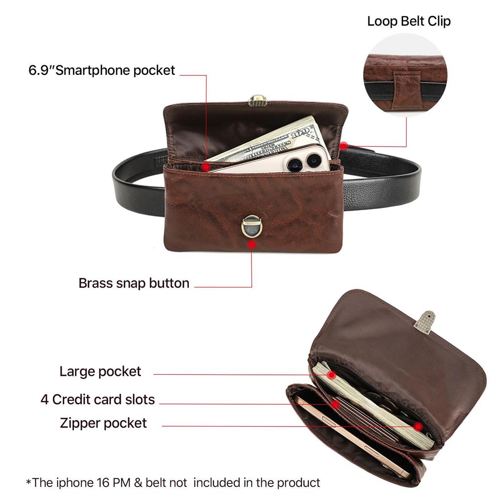 CONTACT'S Genuine Leather New Style Men's Waist Bag for 6.9 Inch Mobile Phone FRID Wallet Card Holder Male Belt Pack Phone Pounch
