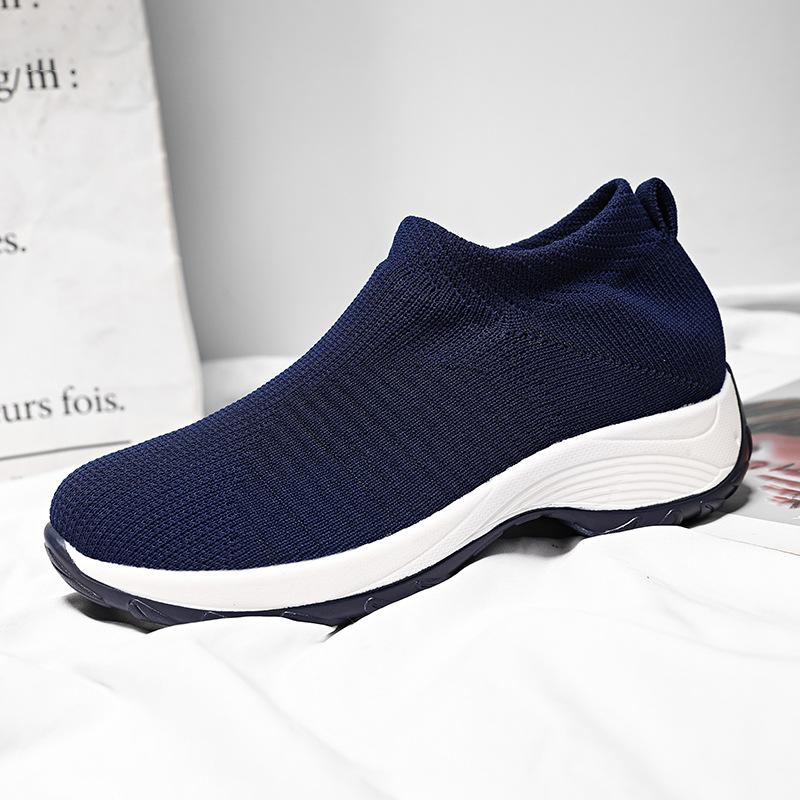 Spring and Summer New Lazy Shoes Women's and Women's Thick-soled Heightening Sports Shoes Mesh Breathable and Lightweight Running Shoes