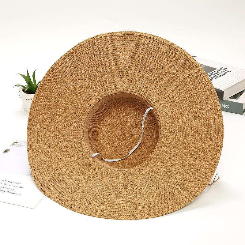 Spring and Summer Seaside Sunscreen Straw Hat Adjustable Beach Hat Children's Big Edge Sunshade Vacation Travel Sun Hat
