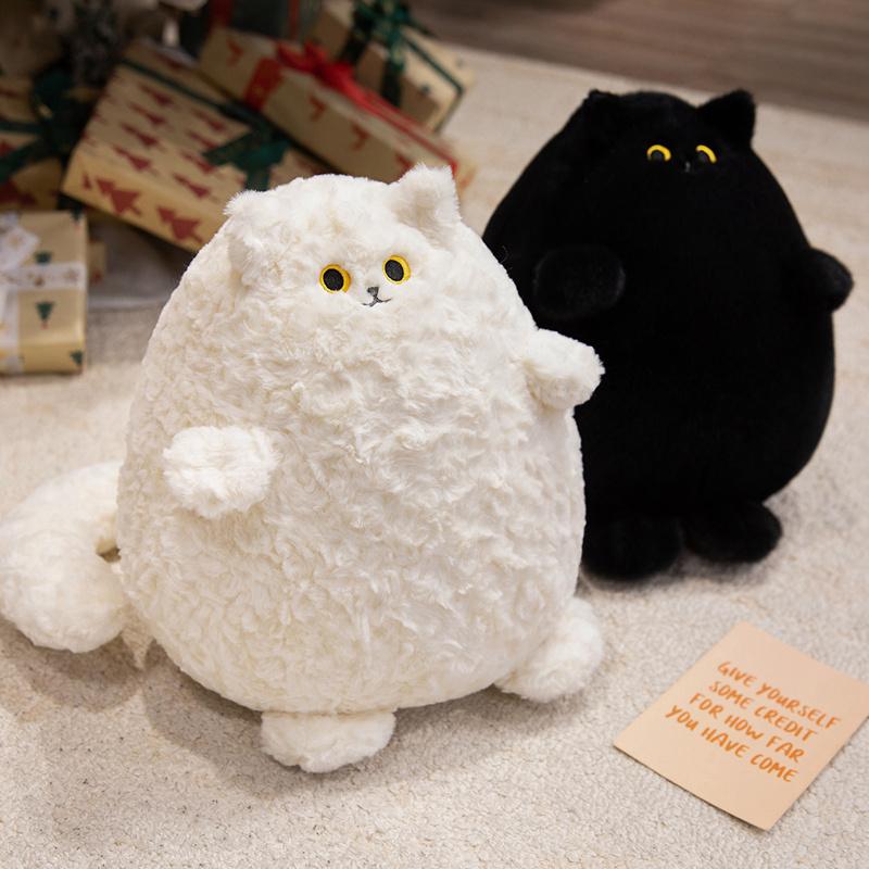 Stuffed Animal Plushie Cat Stuffed Animal Fat White Black Plush Cats Toys Cuddly Companions Round Pillow Toys For Girls