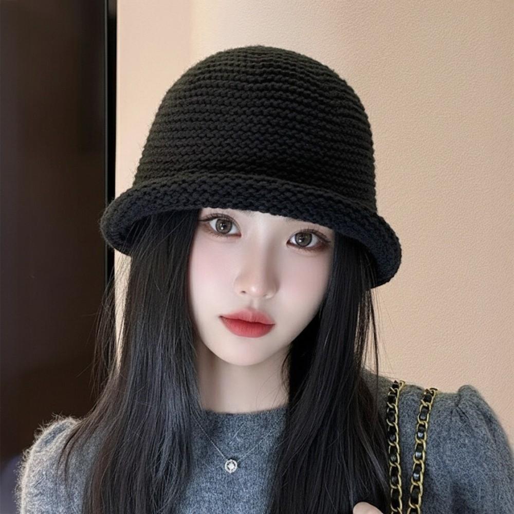 Coarse Knit Knit Fisherman Hat Ear-Protecting Winter Hat Fashion Basin Cap  Autumn and Winter