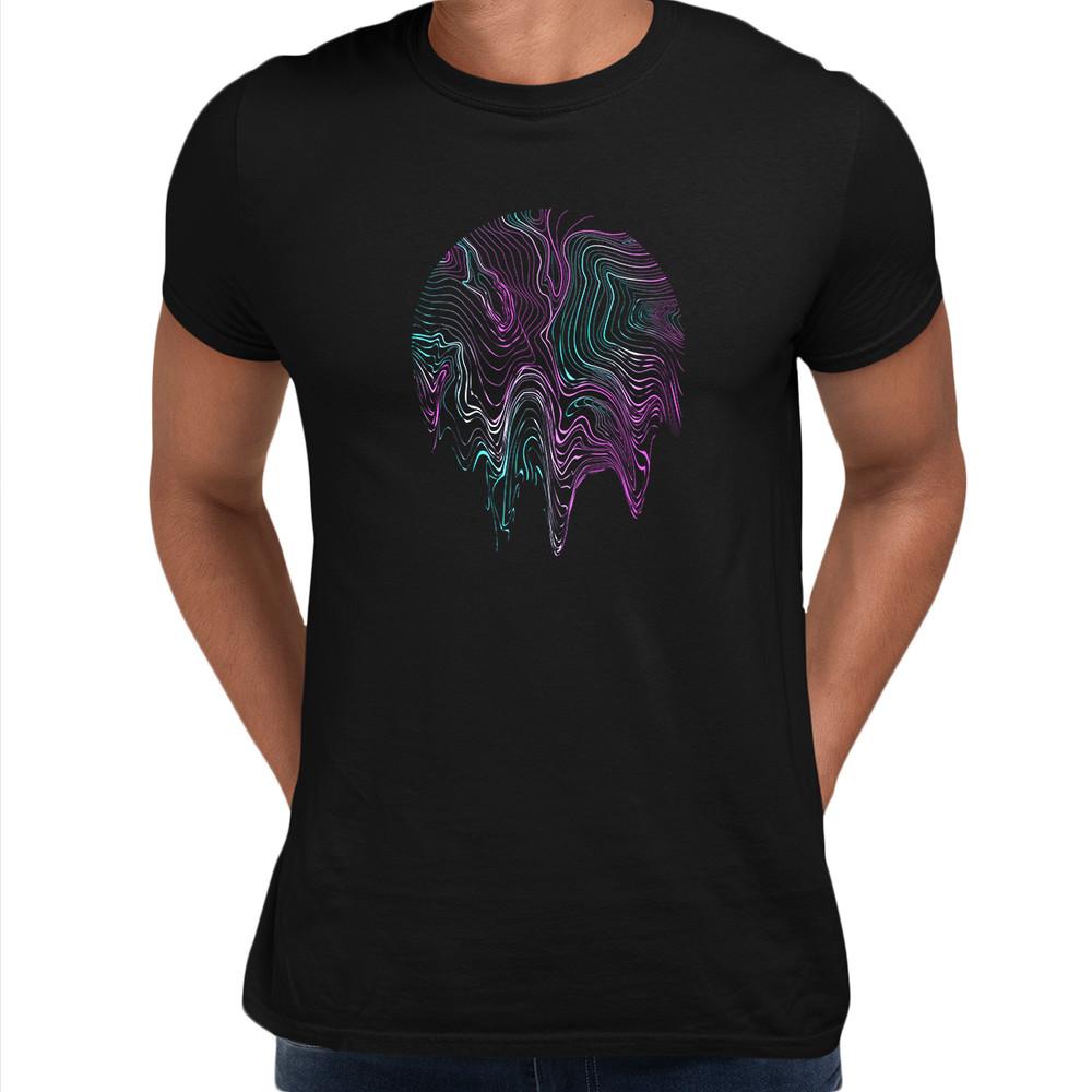 3D Vapor wave abstract liquid Fluid Sphere  Surreal Unique Design Mens T-shirt