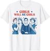 Girl Will Be Girls Patriotic Feminist 4th of July Womens T-Shirt