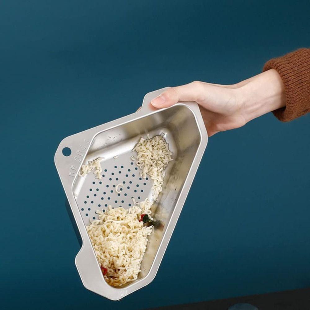Triangle Shape Kitchen Sink Filter Corner Strainer Design Dual Function Triangle  Bathroom Storage