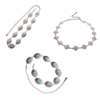 Turquoise Waist Chain Belly Chain For Dress Concho Chain Belt Women Waist Chain