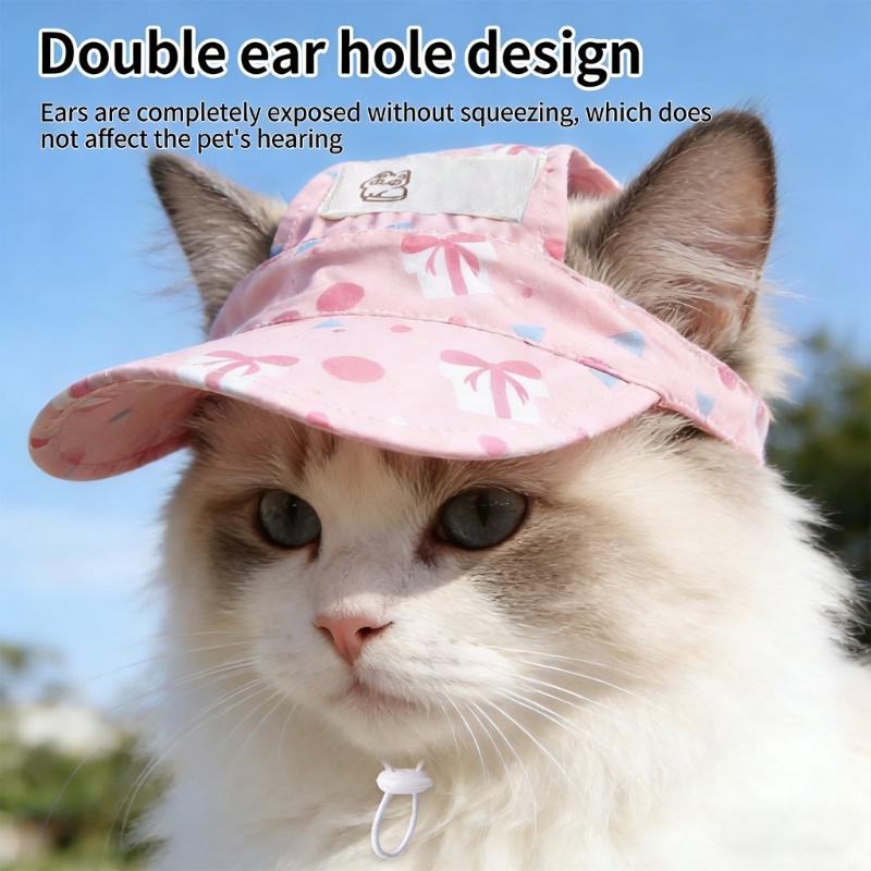 Cats Sun Protective Hat With Adjustable Strap And Ear Holes Dog Visors Baseball Cap For Small Medium Large Pet