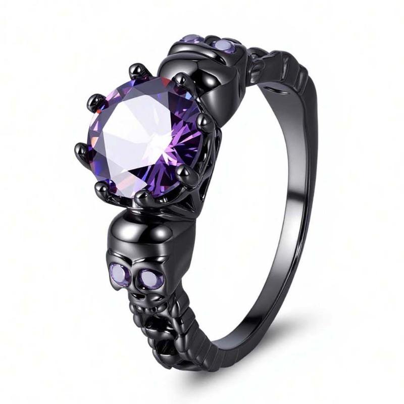 

Mary Skull ring for women, vintage zircon jewelry, fashion personality punk jewelry no. 6 фиолетовый