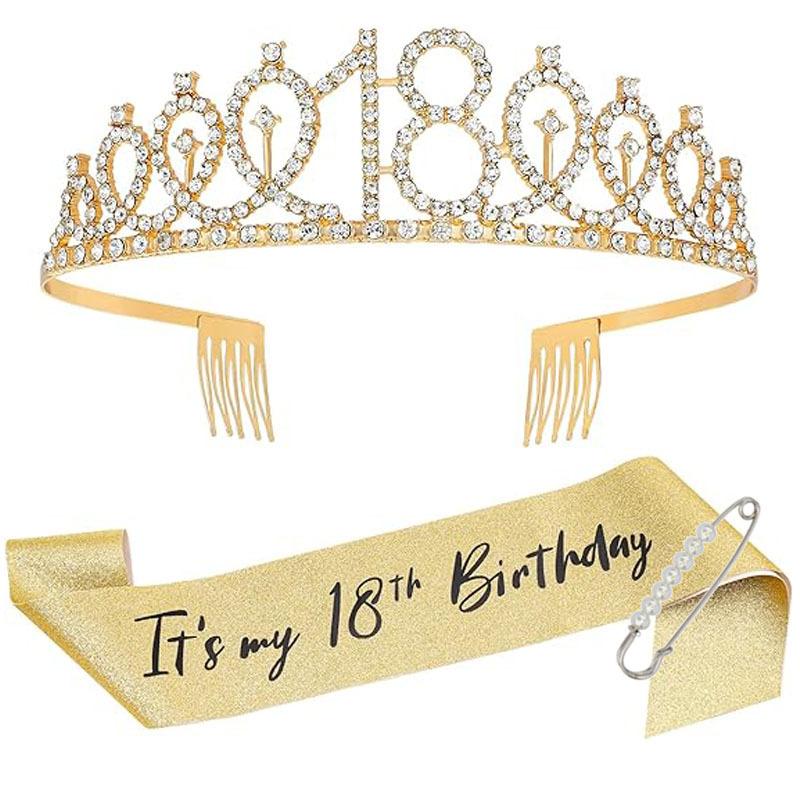Fashion Alloy Digital Crown Headband Rhinestone Birthday Crown Headband Bachelor Party Prom Headdress Hair Accessories