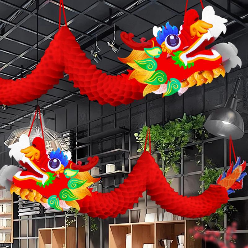 3D Chinese New Year Dragon Ceiling Hanging Decoration Spring Festival Dragon Garland for 2025 Chinese New Year Party Ornaments