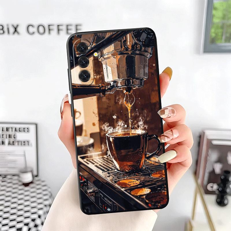 Black Coffee Fashion Style Soft Phone Case for Samsung A17 A37 A57 A16 A26 A36 A56 A15 A25 A35 A55 A14 A24 A34 A54 A13 A23 A33 A