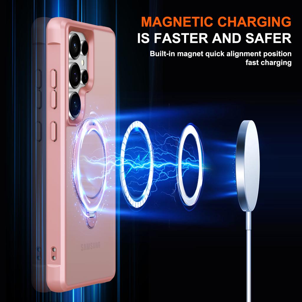 For Samsung Galaxy S25 Ultra Magnetic Case Kickstand TPU PC Shockproof Phone Back Cover