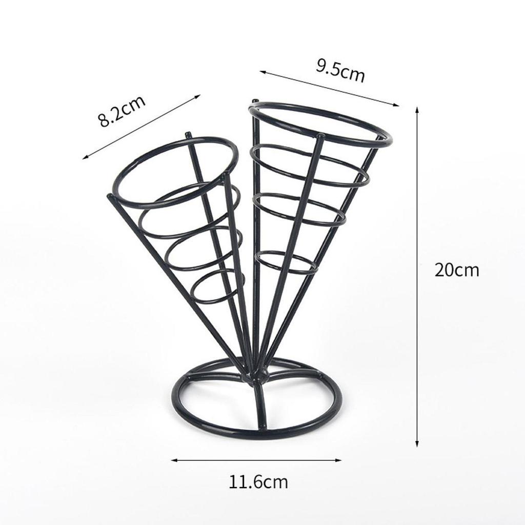 French Fries Stand Easy Carrying Clean Food Cone Metal Wire Fry Holder Fried