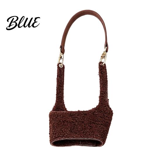 Leather Handle Cup Sleeve Plush Coffee Sleeve, Hand Strap Soft Insulated Holder, Portable Holder for Travel Retro Style Warmer Autumn And Winter Daily