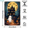Vintage Halloween Metal Sign – Cute Ghost, Black Cat & Pumpkin, 2D Wall Art for Home, Bar, Cafe, Party Decor