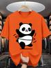Cartoon Animal Unisex Short Sleeve Tshirt Happy Panda Spinning Hula Hoop Print O Neck Tee Lovely Pet Style Male Casual Fashion Tops