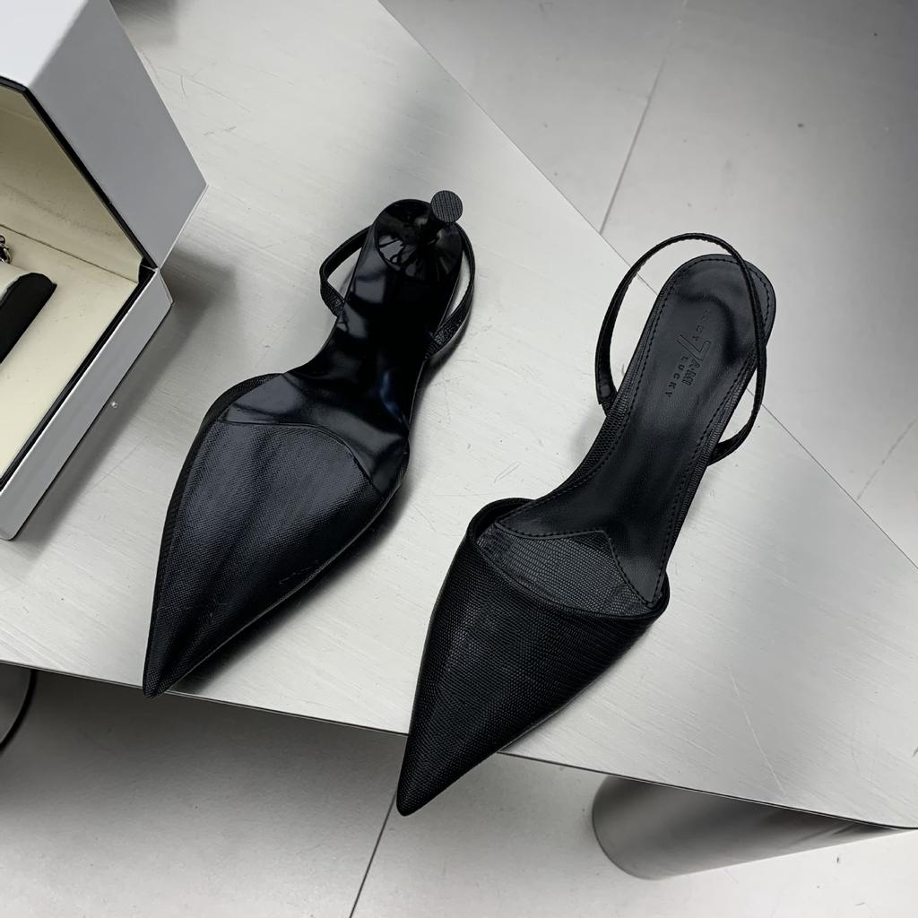 Low-heeled Sandals, New Fashion Bag Head, Thin-heeled Sandals, Women's Pointed Back Empty Shallow Mouth Women's Shoes