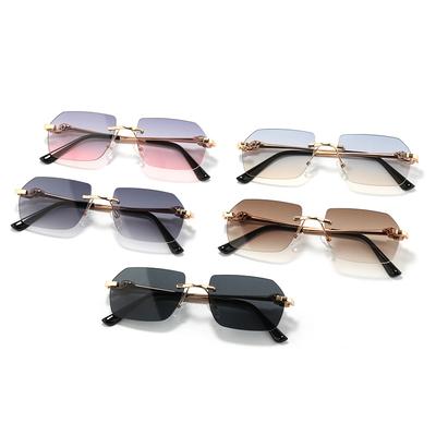 Protective Glasses Rimless Rectangle Sunglasses Women Fashion Frameless Square Sun Glasses Female Gradient Color Eyewear Uv400