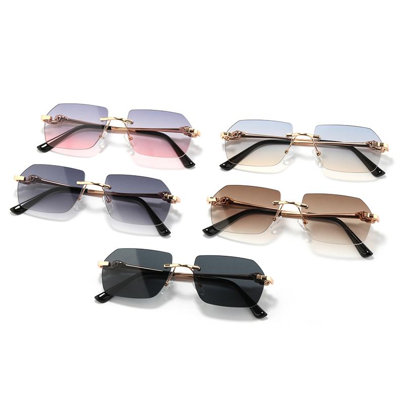 Protective Glasses Rimless Rectangle Sunglasses Women Fashion Square Sun Glasses Female Classic Gradient Color Eyewear UV400