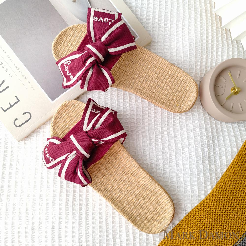 Damen Sommer Leinen Schleife Hausschuhe - Vielseitige Indoor & Outdoor Weichsohle 2025 Edition