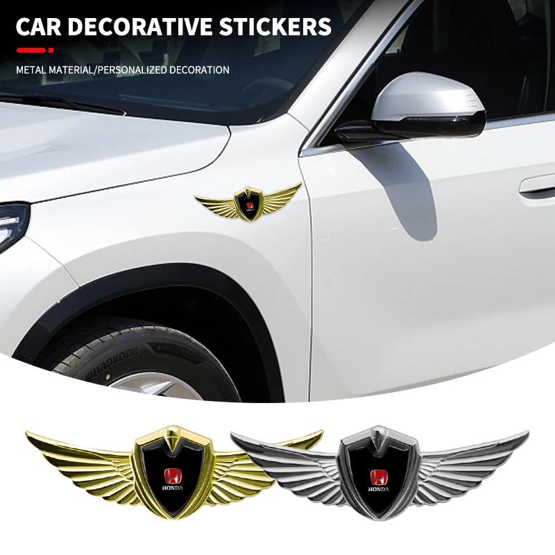 1pcs New Car Badge Metal Wings Body Decoration Sticker Car Goods For Honda Civic xrv hrv crv brv City Accord Fit Jazz Insight
