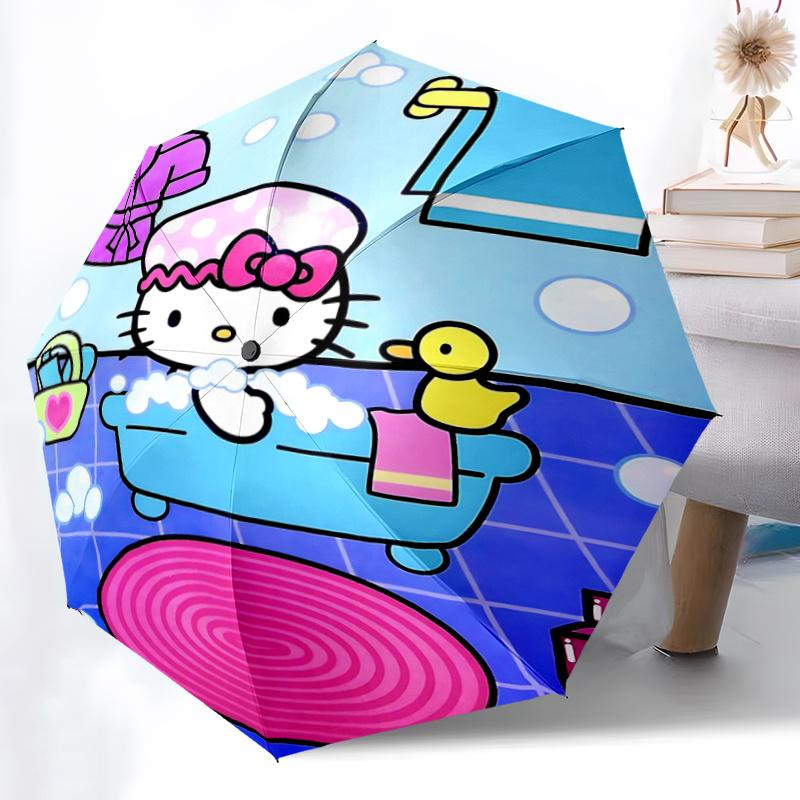 1pc Hello Kitty Bath Time Fun: Automatic Opening/Closing Umbrella with Foldable Design, Iron Frame, Outdoor Use, Perfect Gift for Fans, Travelers, Dai