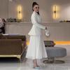 Elegant 2024 Autumn European & American Women's Versatile Suit and Long Dress Set