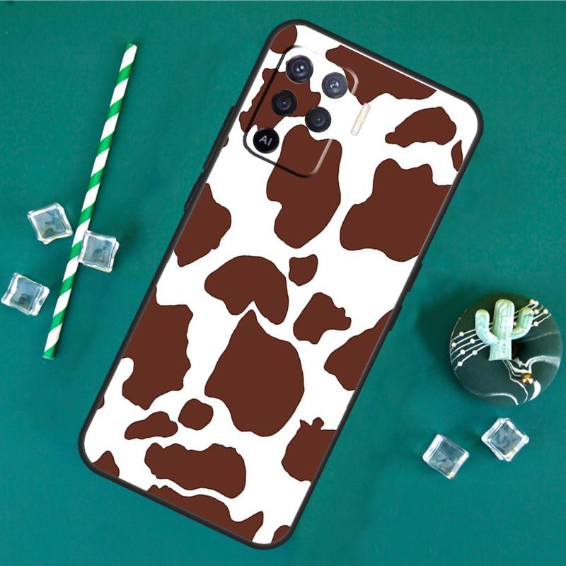 Spotted Cow Skin Print Case For Oppo A40 A60 A80 A16 A76 A96 A18 A38 A58 A78 A98 A91 A15 A17 A74 A94 A54 A57S Cover