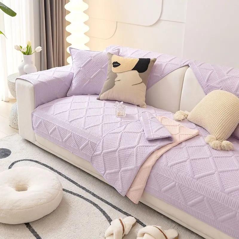 Cotton Sofa Covers Embroidered Sofa Cover Towel Universal Living Room Sofa Cushion Non-Slip Sofa Back Cushion Armrests Cover