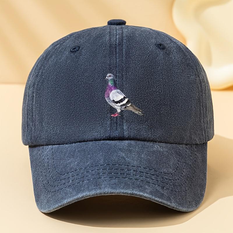 A Unisex Fashion Baseball Cap with Pigeon Print a Classic Retro Washed Outdoor Lightweight Curved Brim Cap Suitable for Outdoo