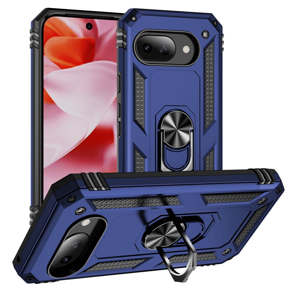 For Google Pixel 9a Case PC + TPU Phone Cover with Rotary Ring Kickstand