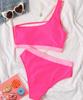 Women's Swimsuit Colorblock One Shoulder High Waist Sexy Bikini Set Brazilian Beachwear Bathing Suits