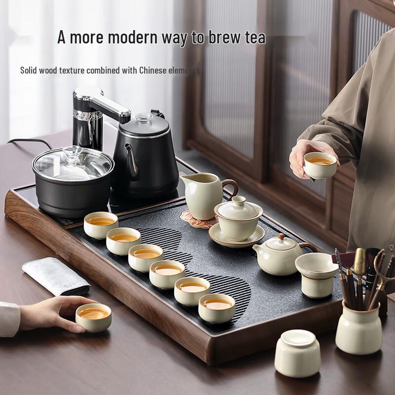 Chaxun Automatic Ceramic Gongfu Tea Set with Integrated Kettle
