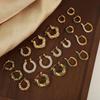 Light Luxury Retro Titanium Gold U-Shaped Rhinestone Geometric Earrings for Women