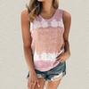 Women's Fashion Summer Loose Crewneck Temperament Short Sleeve Tie-dye Printed Vest Top