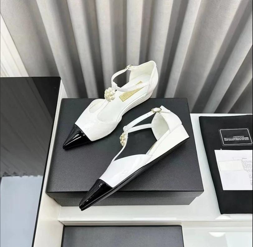 Black Pointed Toe Ladies Shoes Flower Decoration Zapatos Mujer  New Fashion Buckle Strap Sapato Feminino Cozy Women Flats