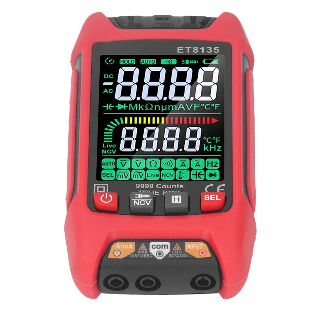 Digitales Multimeter 9999 Zählwerte Farbbildschirm AC Strom Spannung Widerstandsmessgerät mit Hintergrundbele
