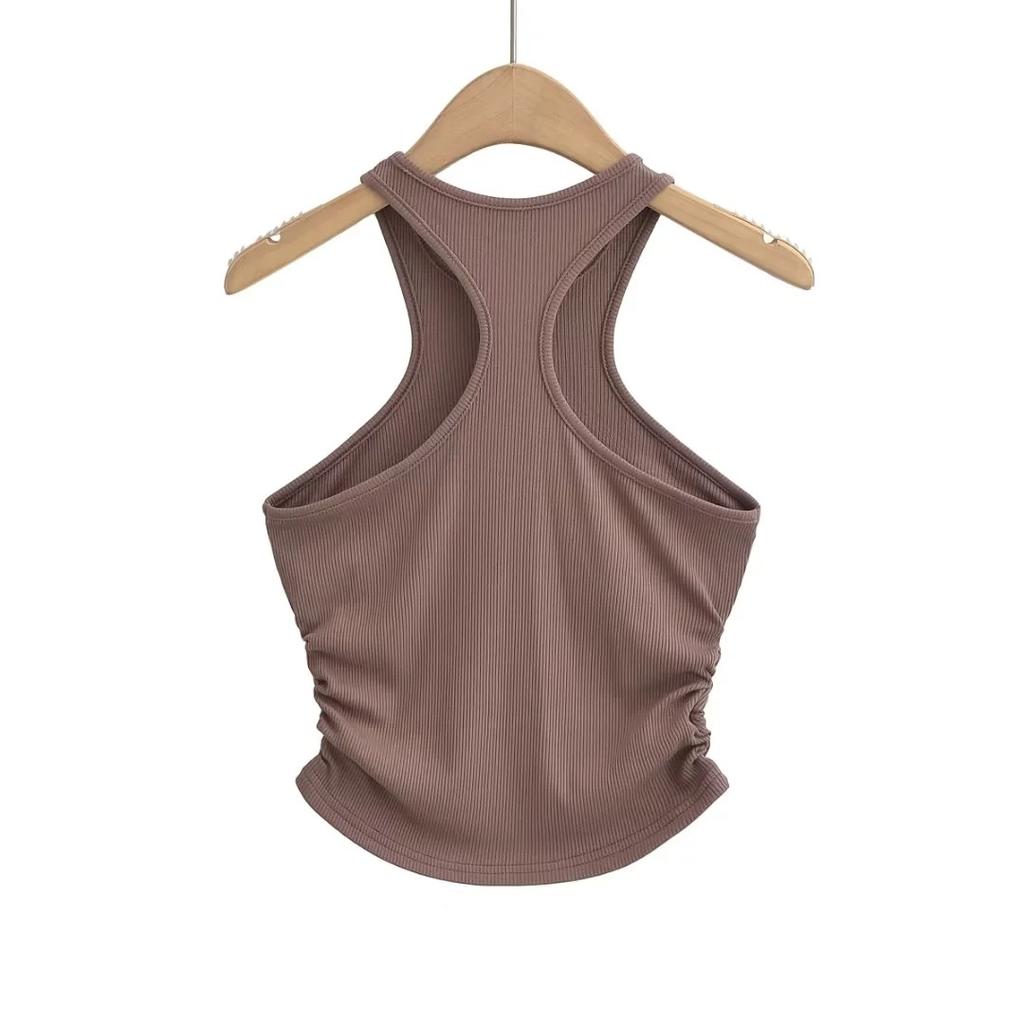 Double Side Pleated Thread Vest Women'S New Narrow Shoulder I-Shaped Tight Fitting Suspender Thread Top