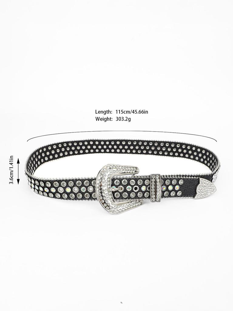 2025 Versatile Rhinestone Leather Belt with Sequin Decor for Men and Women
