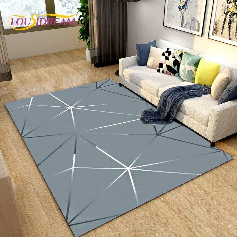 3D Geometric Lattice Pattern Area Rug,Carpet Rug for Living Room Bedroom Sofa Decoration,Kitchen Bath Doormat Non-slip Floor Mat